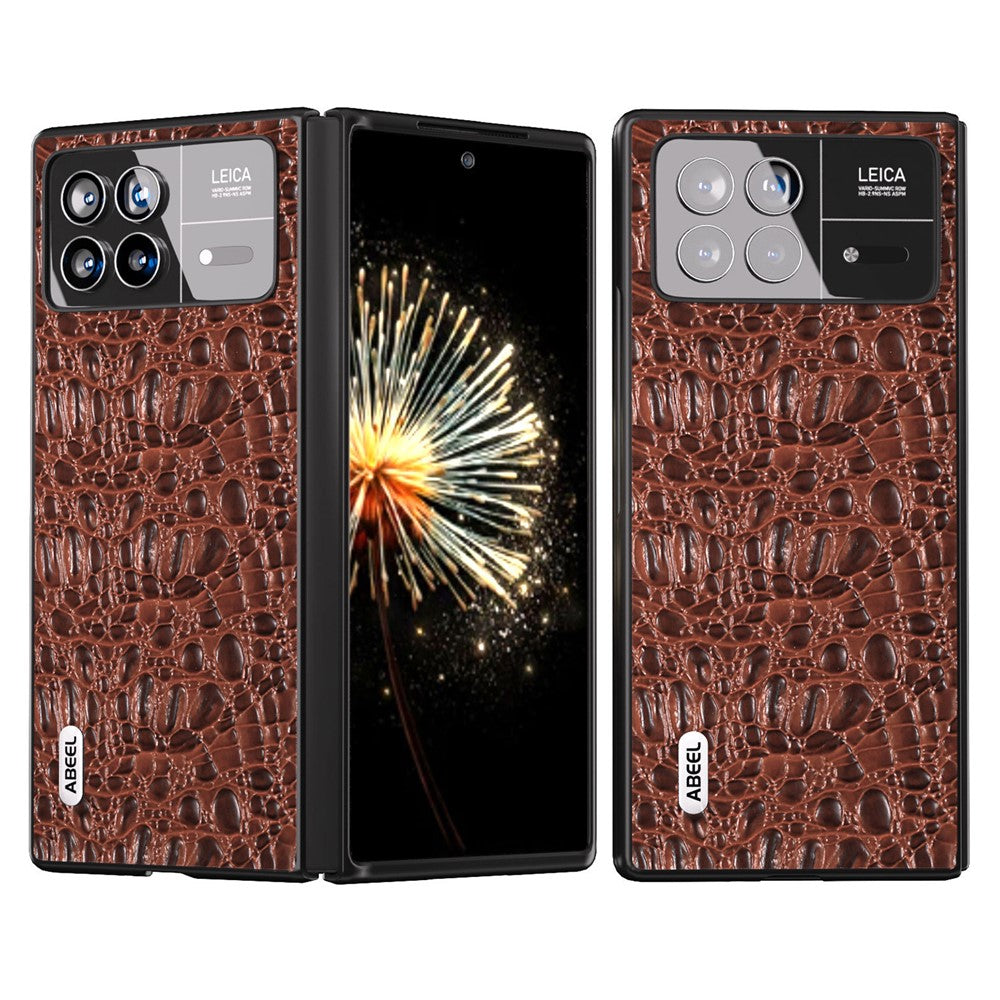 ABEEL För Xiaomi Mix Fold 3 5G Äkta Koläder + PC Halksäkert Skal i Canopy Textur mobilskal