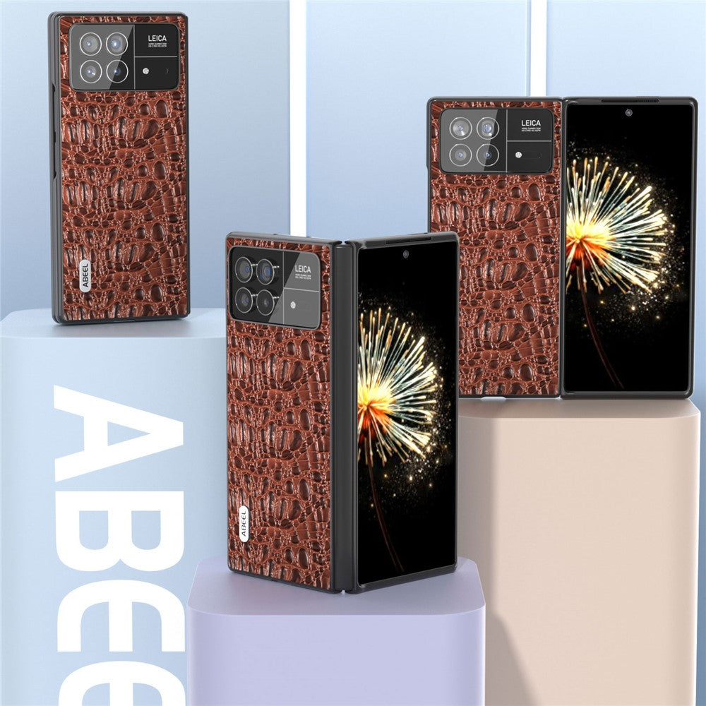 ABEEL För Xiaomi Mix Fold 3 5G Äkta Koläder + PC Halksäkert Skal i Canopy Textur mobilskal