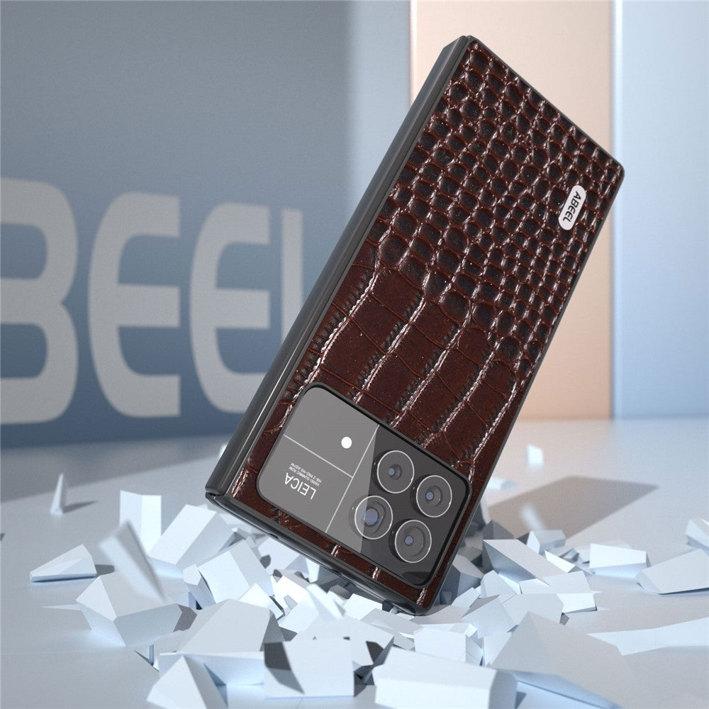 ABEEL For Xiaomi Mix Fold 3 5G Genuine Cow Leather+PC Protective Case Crocodile Texture Anti-Scratch Phone Cover