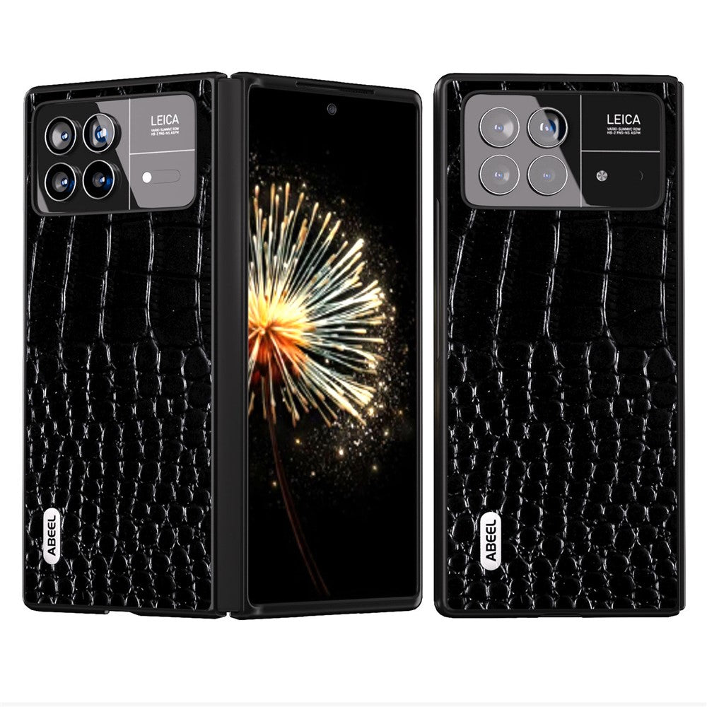 ABEEL For Xiaomi Mix Fold 3 5G Genuine Cow Leather+PC Protective Case Crocodile Texture Anti-Scratch Phone Cover
