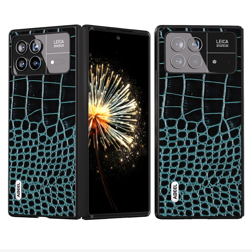 ABEEL For Xiaomi Mix Fold 3 5G Genuine Cow Leather+PC Protective Case Crocodile Texture Anti-Scratch Phone Cover