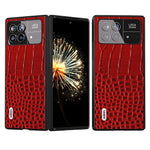 ABEEL For Xiaomi Mix Fold 3 5G Genuine Cow Leather+PC Protective Case Crocodile Texture Anti-Scratch Phone Cover