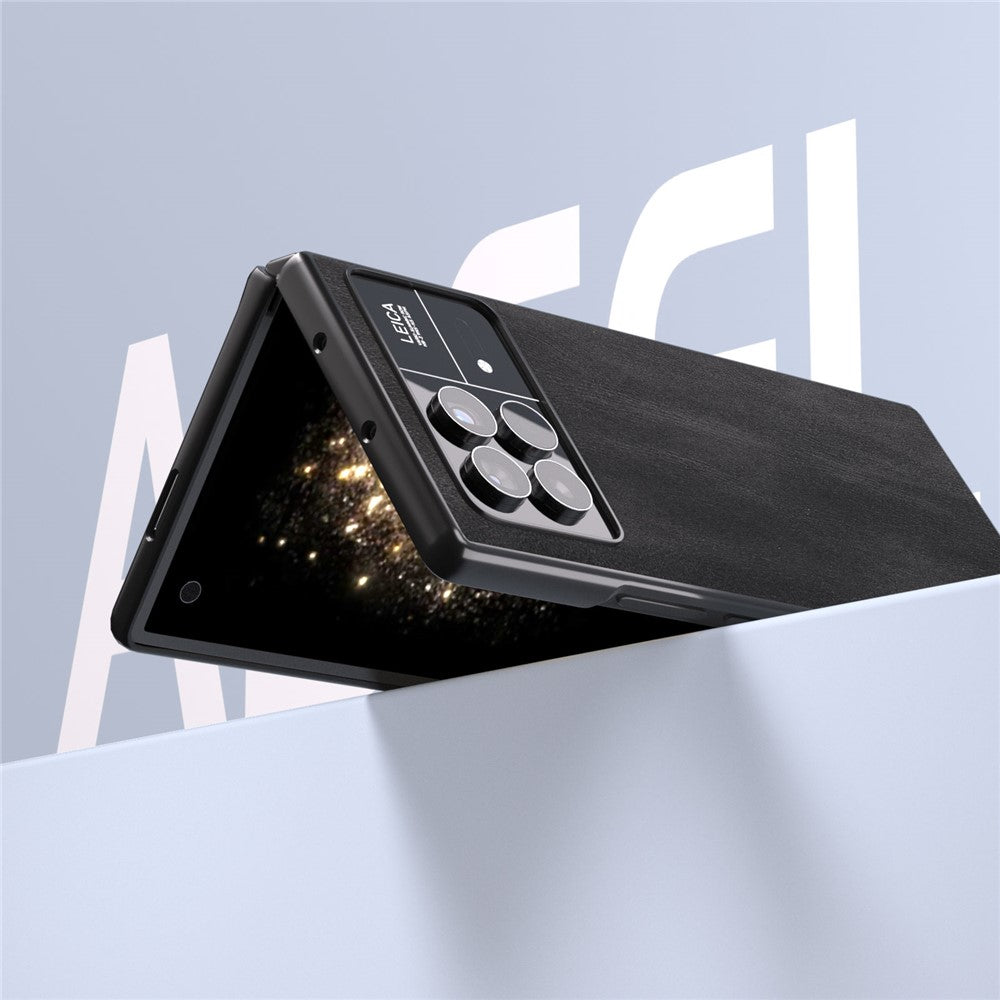 ABEEL For Xiaomi Mix Fold 3 5G PU Leather Coated PC Anti-Drop Case Cowhide Texture Shockproof Phone Cover