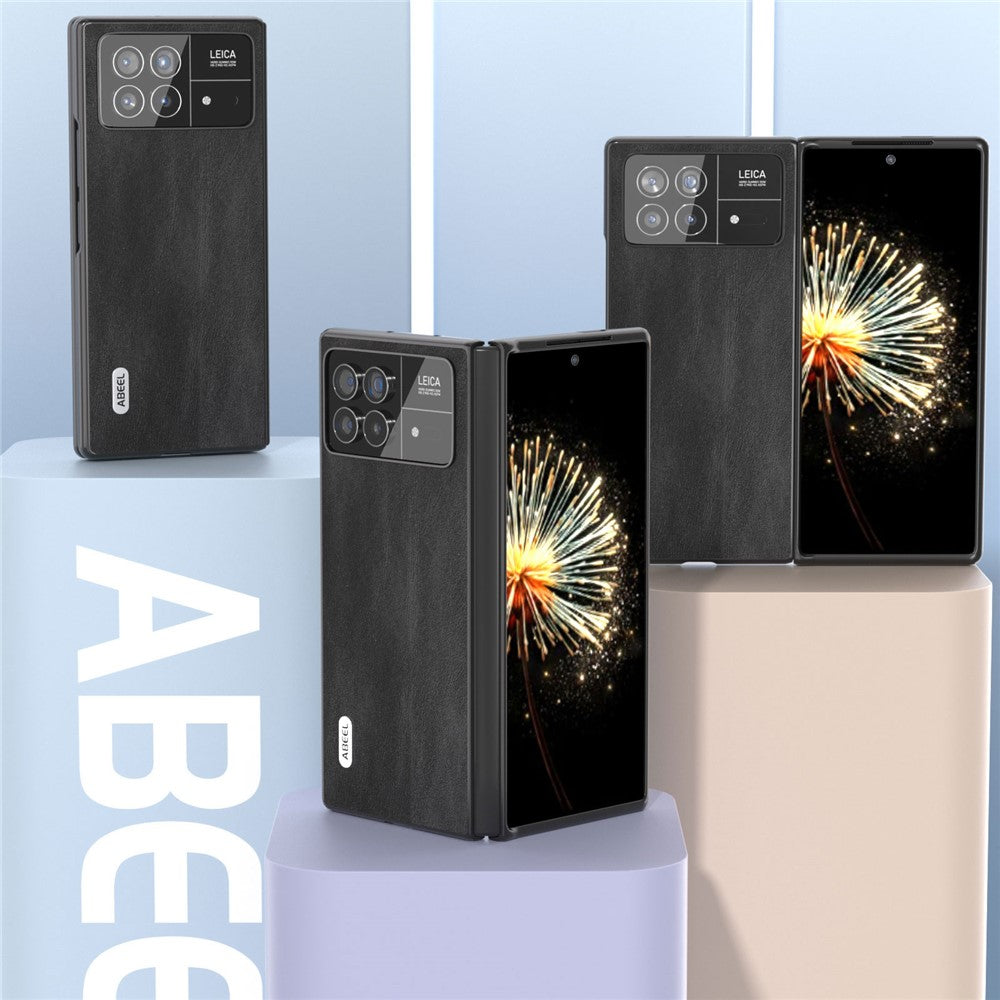 ABEEL For Xiaomi Mix Fold 3 5G PU Leather Coated PC Anti-Drop Case Cowhide Texture Shockproof Phone Cover
