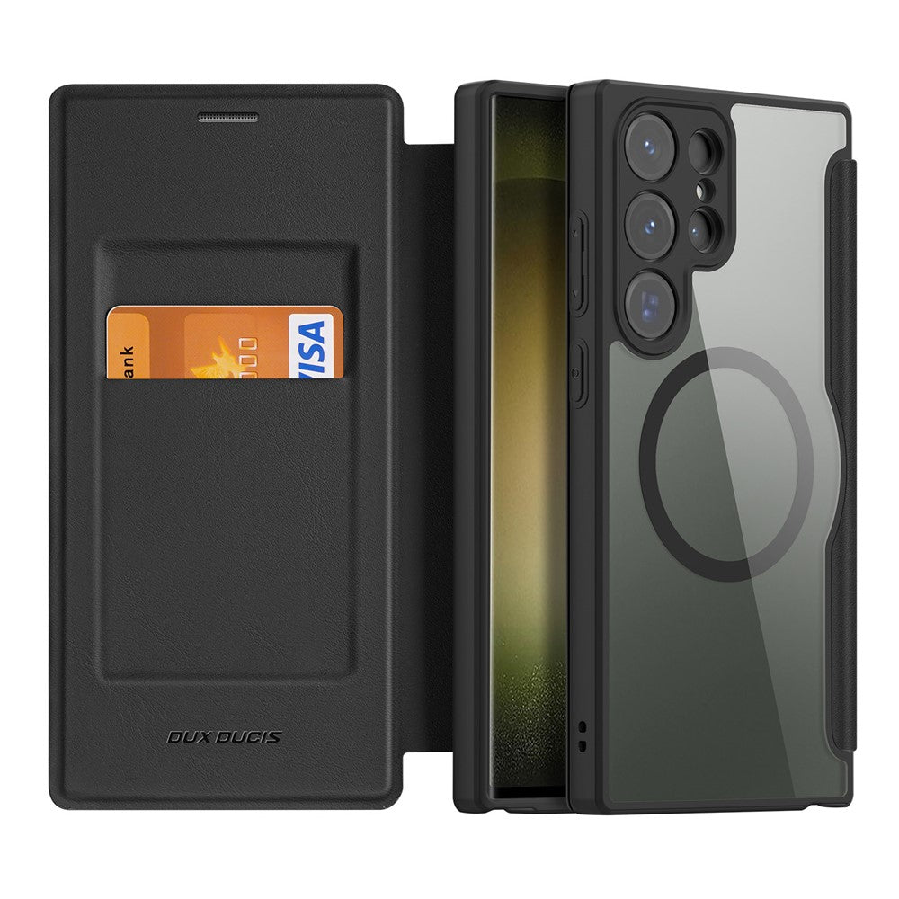 For Samsung Galaxy S23 Ultra Leather Case DUX DUCIS Skin X Pro Series Flip Cover Magnetic Case