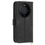 For Huawei Mate 60 Pro Phone Leather Case Imprinted Flower Stand Wallet Cover with Wrist Strap + Shoulder Strap