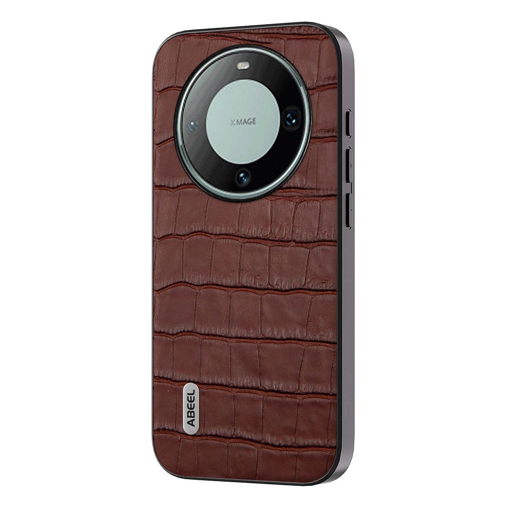 ABEEL For Huawei Mate 60 Pro Crocodile Texture Phone Cover Cowhide Leather+TPU+PC Phone Case