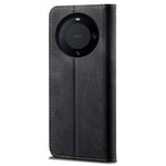 For Huawei Mate 60 Pro Wallet Phone Case PU Leather Jeans Cloth Texture Phone Stand Cover