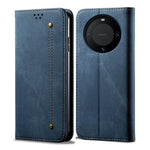 For Huawei Mate 60 Pro Wallet Phone Case PU Leather Jeans Cloth Texture Phone Stand Cover