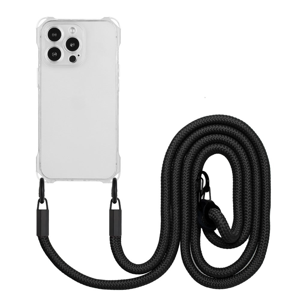 Til iPhone 15 Pro Max TPU Telefoncover Fire Hjørner Stødabsorberende Cover med Hængestrop
