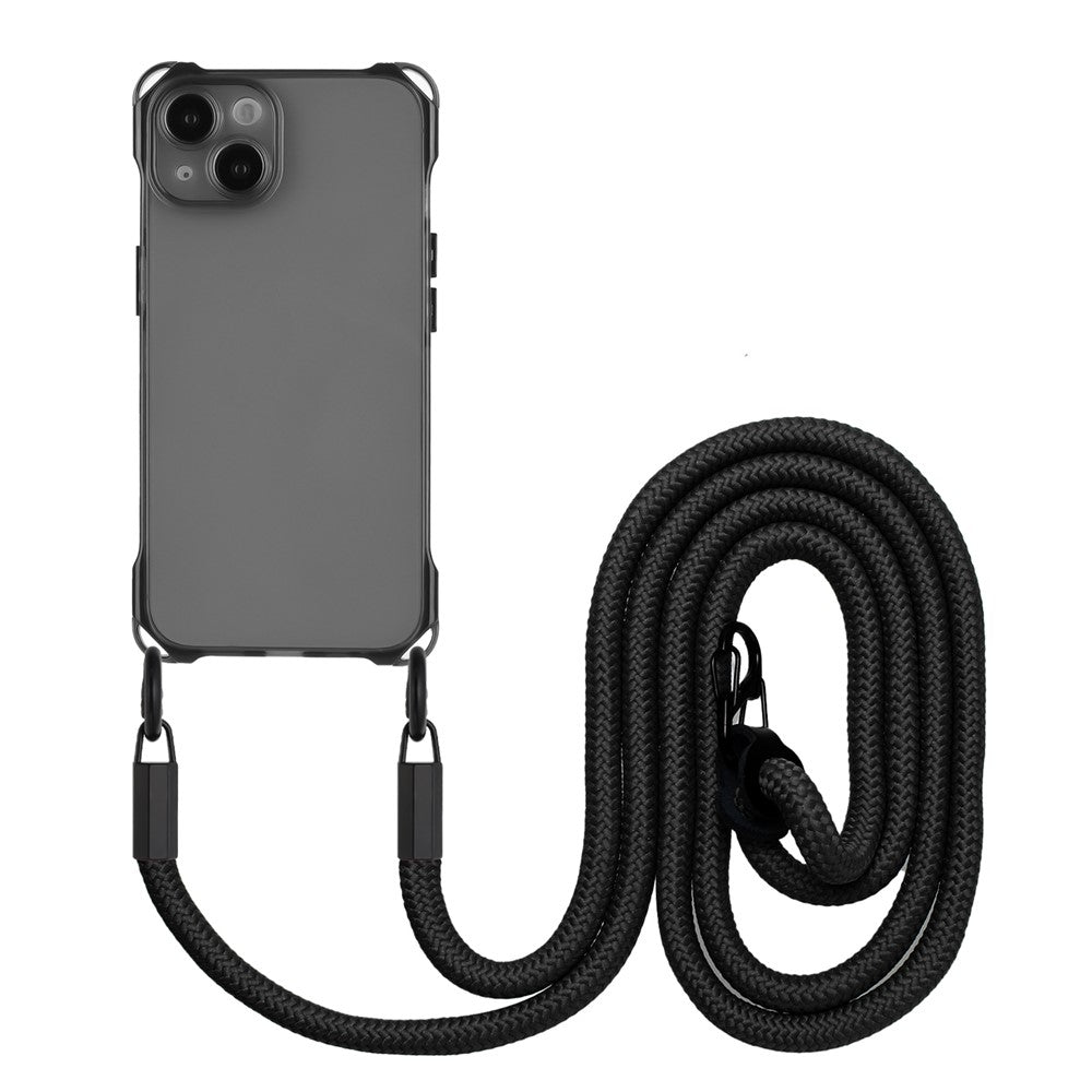 TPU cover til iPhone 15 Plus med fire hjørners faldbeskyttelse og snor