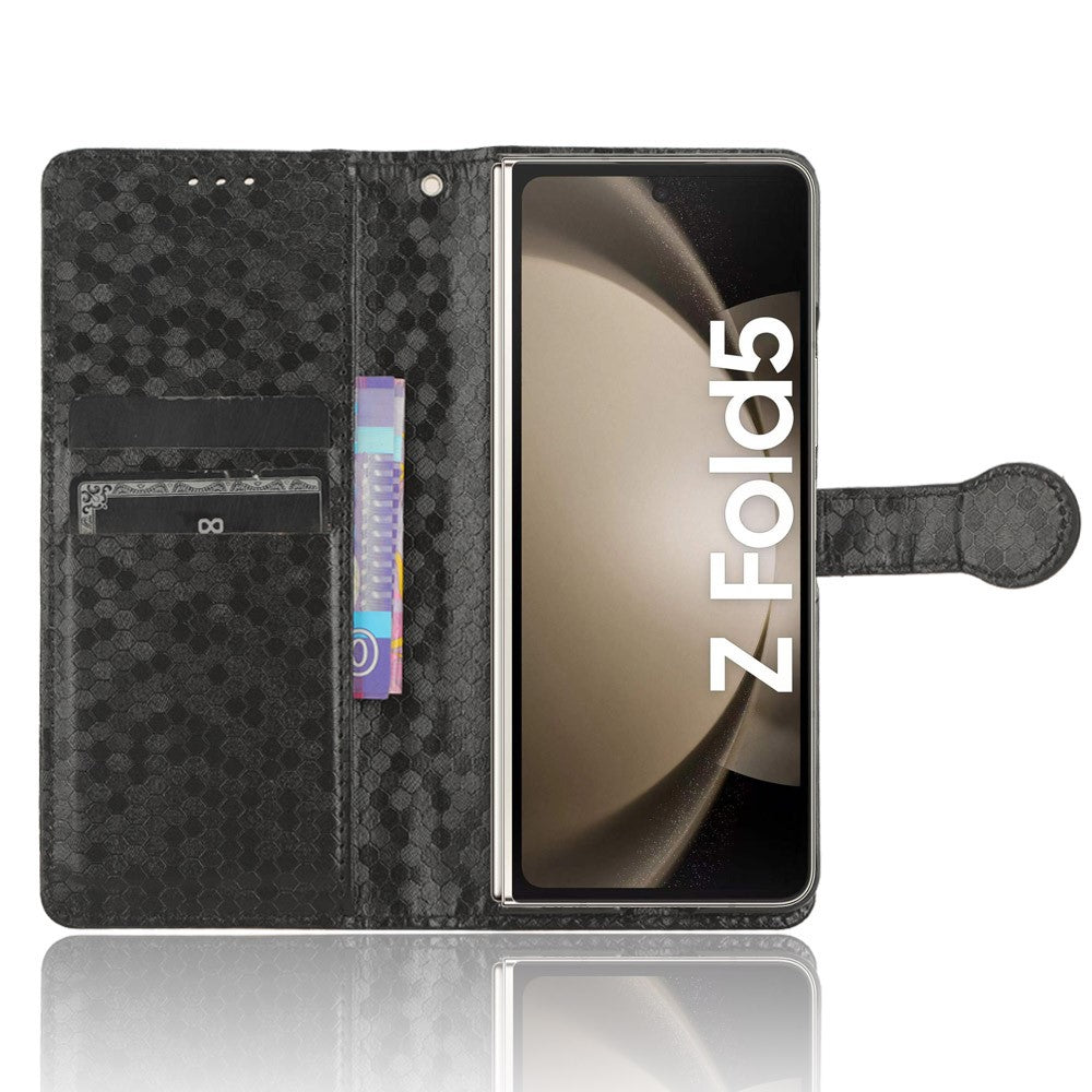 Til Samsung Galaxy Z Fold5 5G PU-læderpung med prikket prægning og stativfunktion samt penneholder