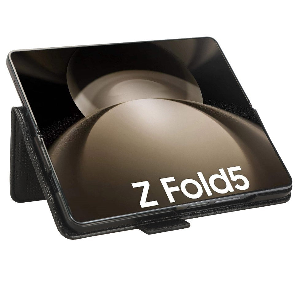 For Samsung Galaxy Z Fold5 5G Stand Phone Cover PU Leather Imprinted Triangle Wallet Case with Pen Holder