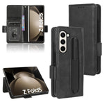 For Samsung Galaxy Z Fold5 5G Stand Phone Cover PU Leather Imprinted Triangle Wallet Case with Pen Holder