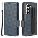 For Samsung Galaxy Z Fold5 5G Stand Phone Cover PU Leather Imprinted Triangle Wallet Case with Pen Holder