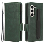 For Samsung Galaxy Z Fold5 5G Stand Phone Cover PU Leather Imprinted Triangle Wallet Case with Pen Holder