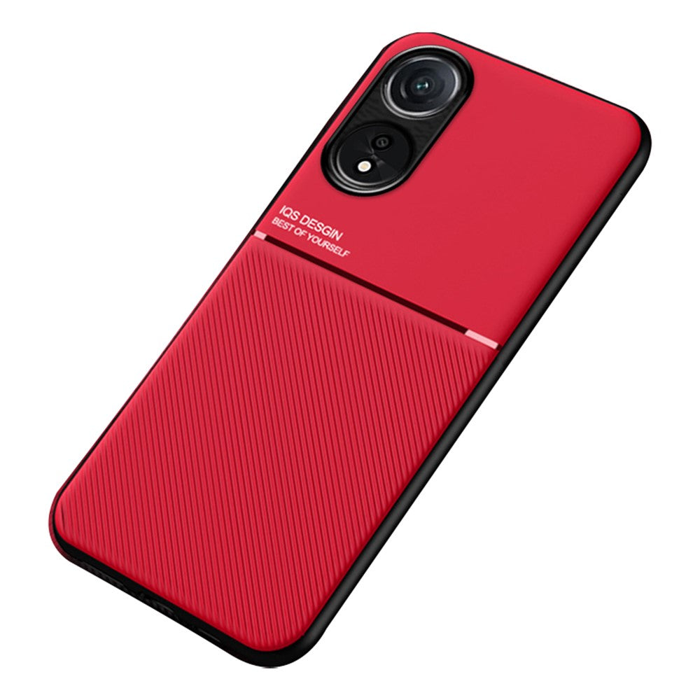 Oppo A78 4G tekstureret stødsikkert cover, mobilcover i PU-læder + TPU med indbygget metalplade