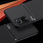 Oppo A78 4G tekstureret stødsikkert cover, mobilcover i PU-læder + TPU med indbygget metalplade