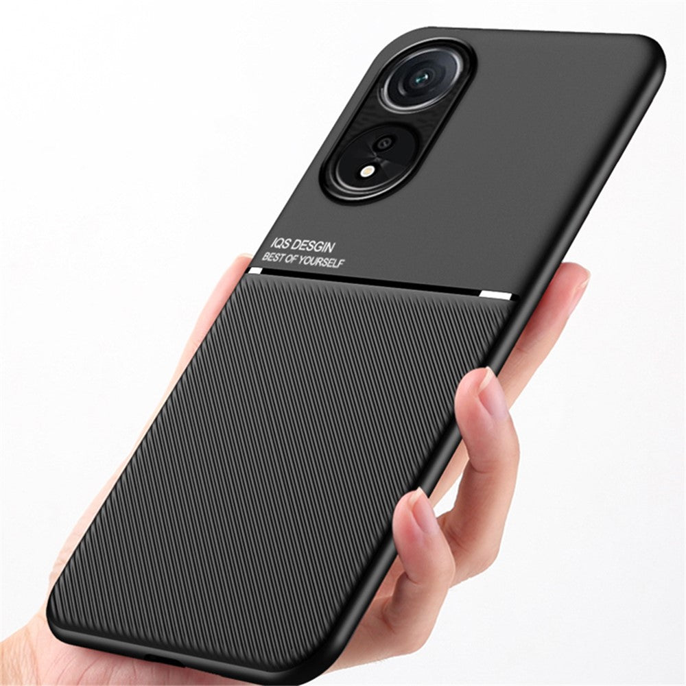 Oppo A78 4G tekstureret stødsikkert cover, mobilcover i PU-læder + TPU med indbygget metalplade