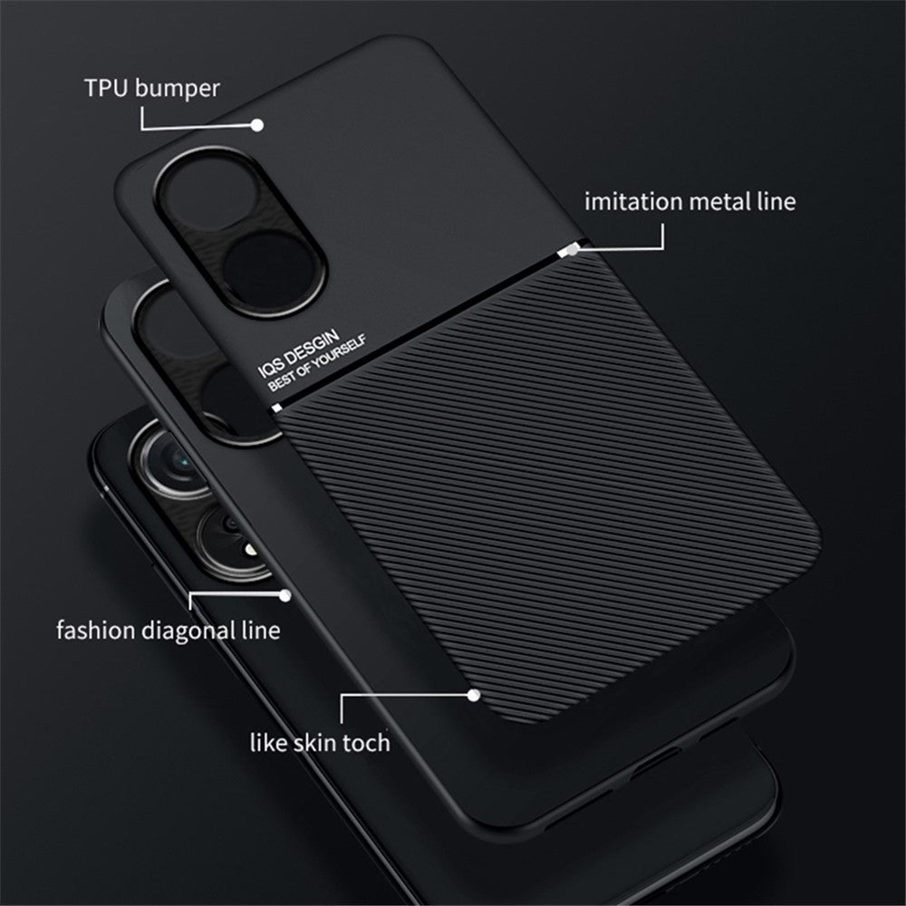 Oppo A78 4G tekstureret stødsikkert cover, mobilcover i PU-læder + TPU med indbygget metalplade