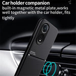 Oppo A78 4G tekstureret stødsikkert cover, mobilcover i PU-læder + TPU med indbygget metalplade