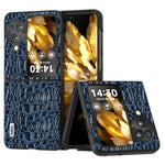ABEEL For Oppo Find N3 Flip 5G Canopy Texture Folding Phone Case Genuine Cow Leather Coated PC Back Cover
