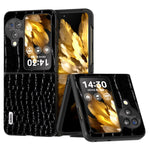 ABEEL For Oppo Find N3 Flip 5G Crocodile Texture Phone Cover Genuine Cow Leather Coated PC Folding Case