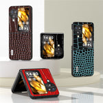 ABEEL For Oppo Find N3 Flip 5G Crocodile Texture Phone Cover Genuine Cow Leather Coated PC Folding Case