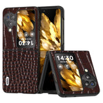 ABEEL For Oppo Find N3 Flip 5G Crocodile Texture Phone Cover Genuine Cow Leather Coated PC Folding Case