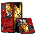 ABEEL For Oppo Find N3 Flip 5G Crocodile Texture Phone Cover Genuine Cow Leather Coated PC Folding Case