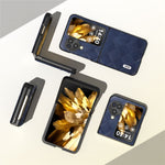 ABEEL For Oppo Find N3 Flip 5G Folding Phone Case PU Leather Coated PC+TPU Grid Texture Phone Cover