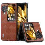 ABEEL For Oppo Find N3 Flip 5G Folding Phone Case PU Leather Coated PC+TPU Grid Texture Phone Cover