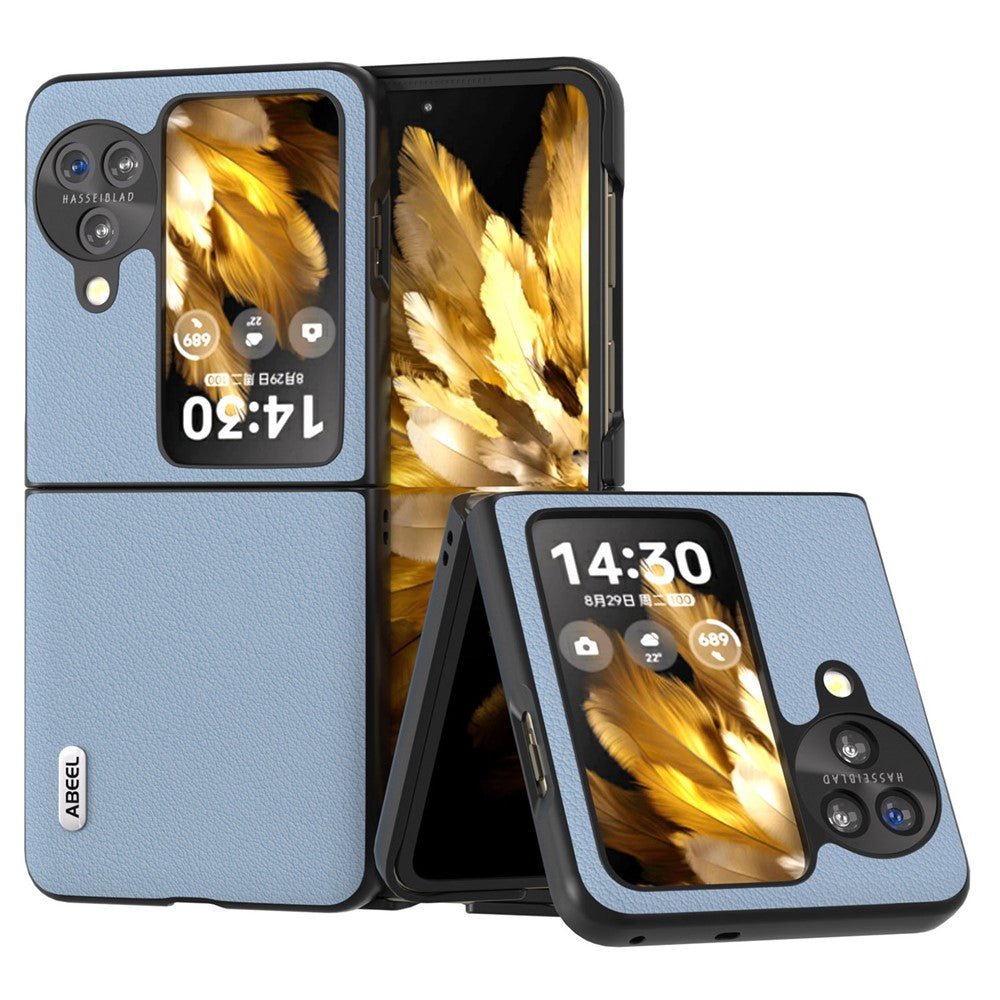 ABEEL För Oppo Find N3 Flip 5G mobilskal Texturerat Äkta Koläder Belagt PC Vikbart mobilskal