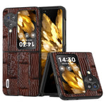ABEEL For Oppo Find N3 Flip 5G Mahjong Texture Folding Phone Case Genuine Cow Leather+PC Cover