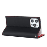 For iPhone 15 Pro Max Genuine Cow Leather Wallet Stand Case Litchi Texture Phone Cover with Strap