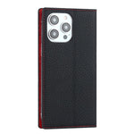 For iPhone 15 Pro Max Genuine Cow Leather Wallet Stand Case Litchi Texture Phone Cover with Strap