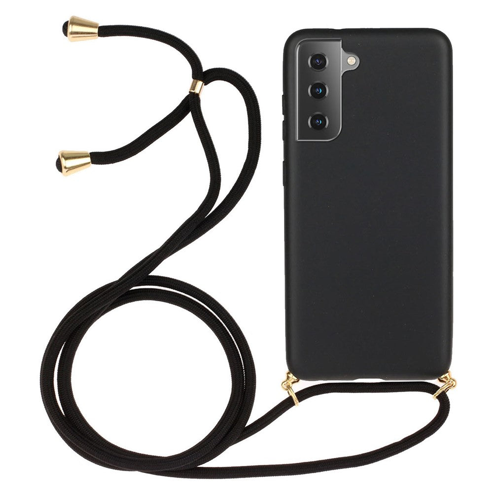 For Samsung Galaxy S23 FE Back Case Wheat Straw + TPU Shockproof Phone Cover with Adjustable Lanyard