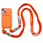 For iPhone 15 Plus Liquid Silicone Phone Case Card Slot Protective Cover with Strap