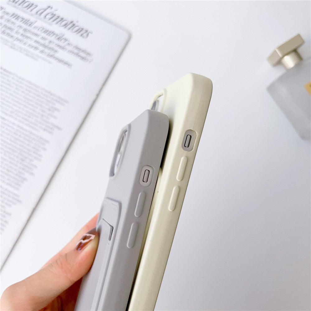 For iPhone 15 Plus Liquid Silicone Phone Case Card Slot Protective Cover with Strap