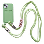 For iPhone 15 Plus Liquid Silicone Phone Case Card Slot Protective Cover with Strap