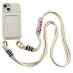 For iPhone 15 Plus Liquid Silicone Phone Case Card Slot Protective Cover with Strap