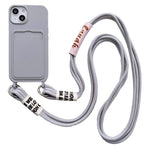 For iPhone 15 Card Holder Phone Case Soft Liquid Silicone Shockproof Cover with Strap