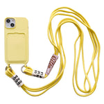For iPhone 15 Card Holder Phone Case Soft Liquid Silicone Shockproof Cover with Strap