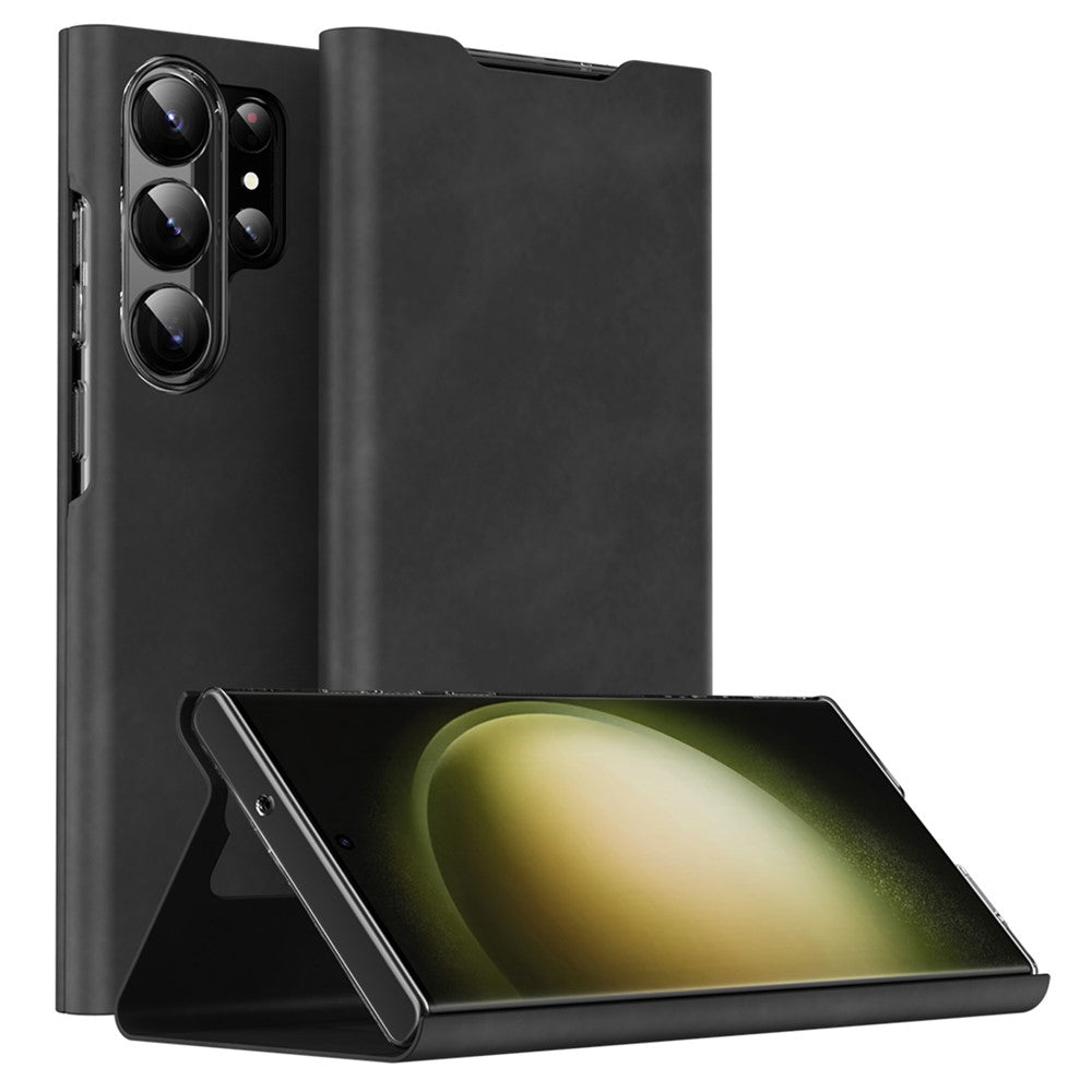 For Samsung Galaxy S22 Ultra 5G Card Holder Stand Case Nappa Texture PU Leather + PC Phone Cover