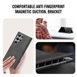 Samsung Galaxy S22 Ultra 5G Cover med kortholder og stativ Nappa-tekstur PU-læder + PC-mobilcover