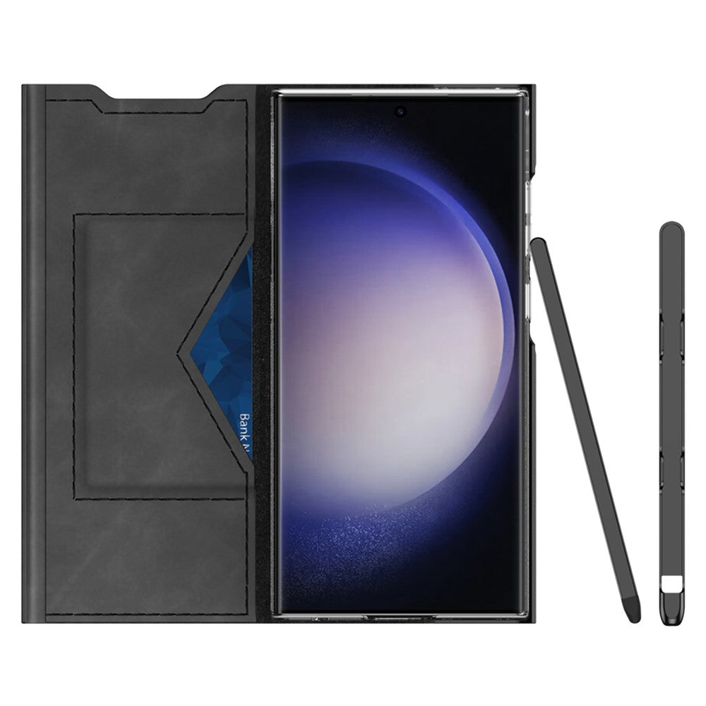 Samsung Galaxy S22 Ultra 5G Cover med kortholder og stativ Nappa-tekstur PU-læder + PC-mobilcover