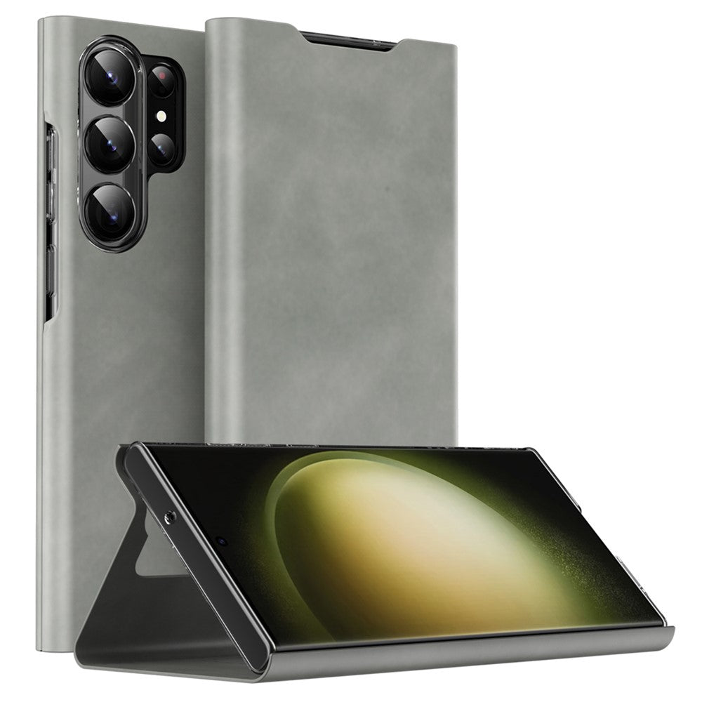 Samsung Galaxy S22 Ultra 5G Cover med kortholder og stativ Nappa-tekstur PU-læder + PC-mobilcover