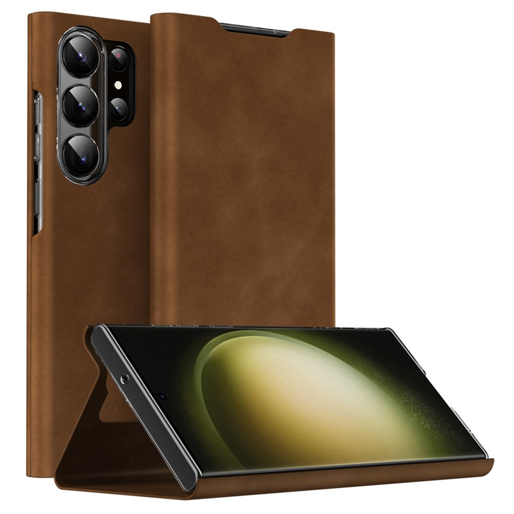 Samsung Galaxy S22 Ultra 5G Cover med kortholder og stativ Nappa-tekstur PU-læder + PC-mobilcover