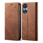 For Oppo A78 4G PU Leather Wallet Protective Case Jeans Cloth Texture Phone Stand Cover