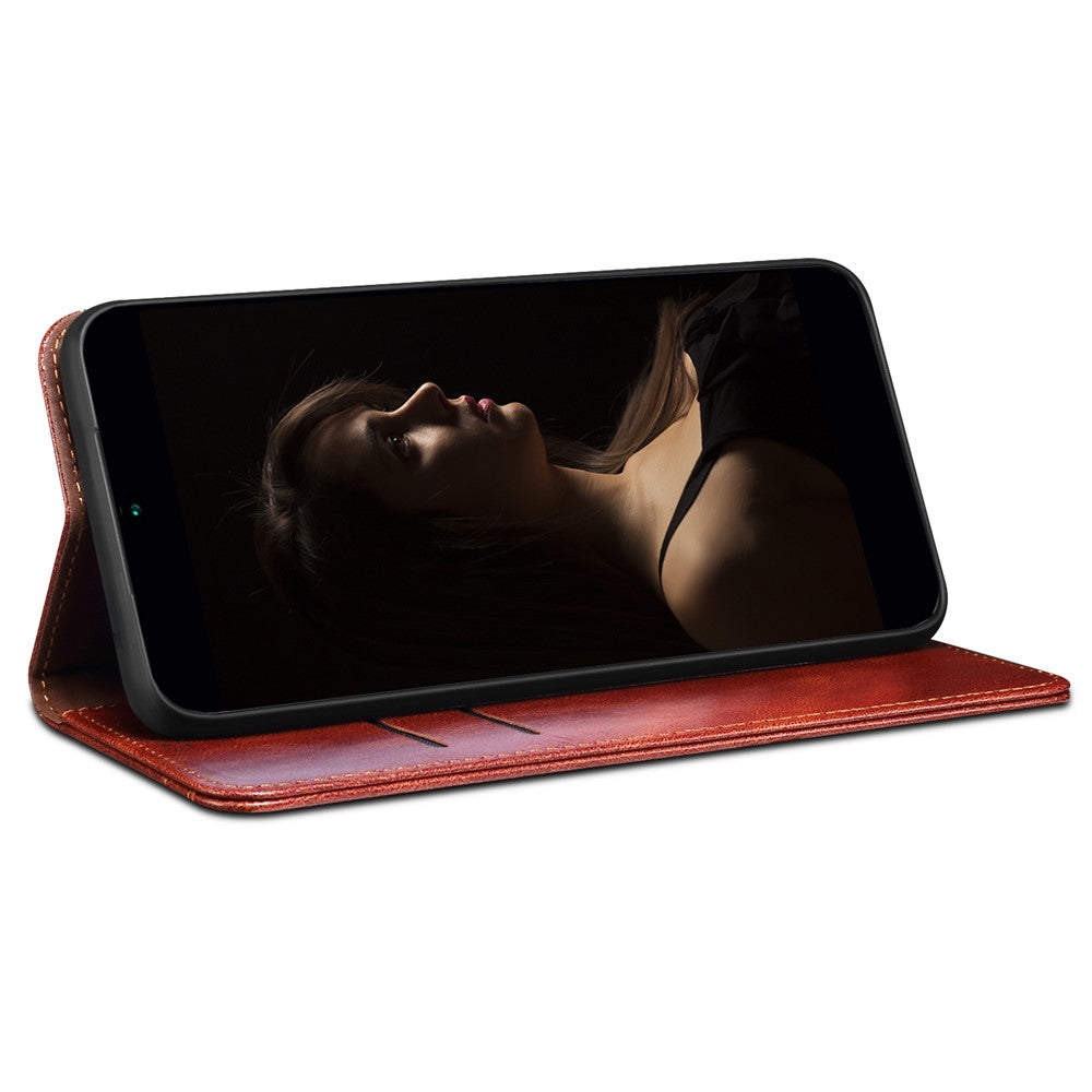 For Oppo A78 4G Waxy Crazy Horse Texture Anti-fall Cover PU Leather Stand Wallet Phone Shell